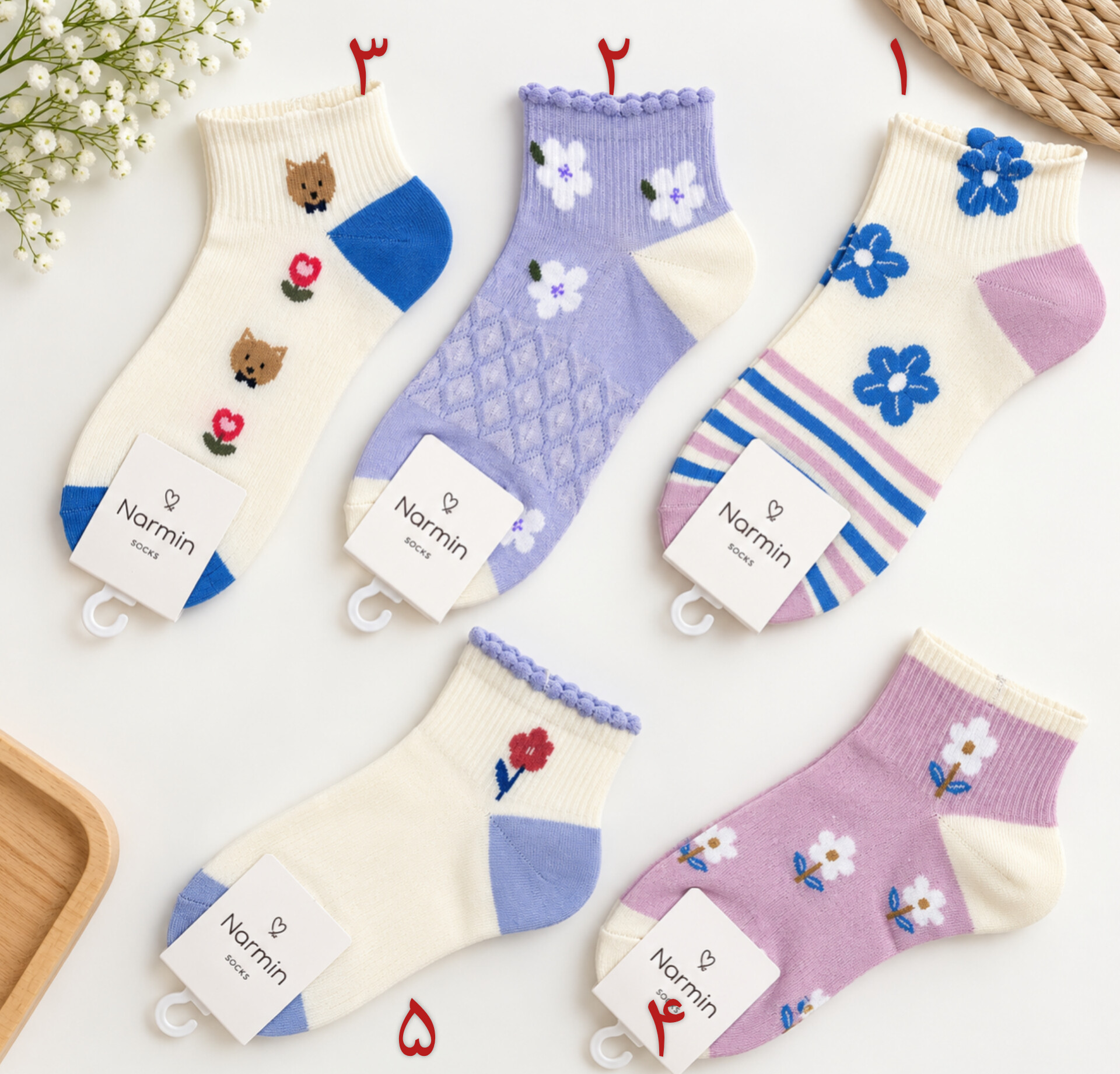 جوراب زنانه وارداتی مدل آبنباتی